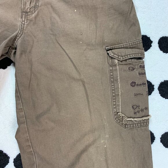 Vintage Y2K 90s OP Riding Co Khaki Cargo Straight Leg Relaxed Fit Pants - Picture 6 of 13